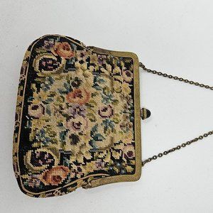 Vintage Floral Needlepoint Purse